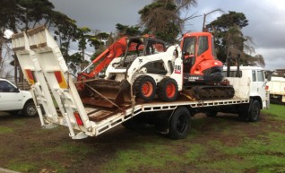 6 tonne excavator & bobcat combo on flatbed 1
