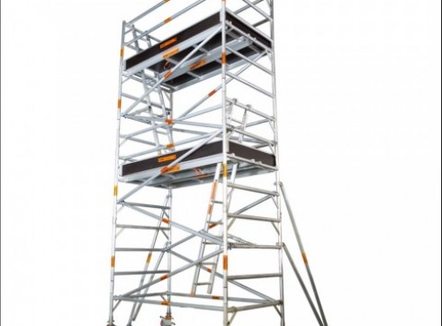 Double Width Aluminium Mobile Scaffold - Platform Height: 4.2m Extends 4.6m 1