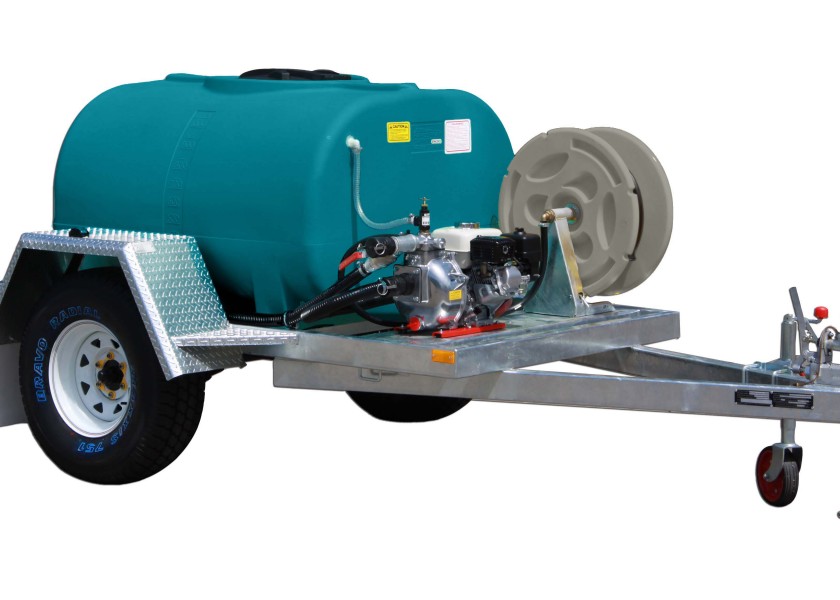 1000L water trailer w/ hose reel & dust suppression sprayer 2
