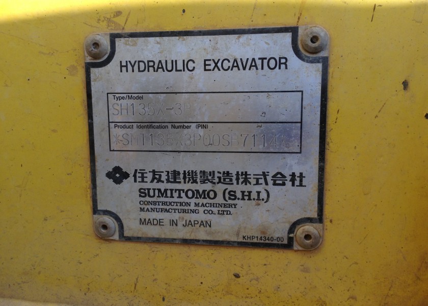 2008 13T Sumitomo Excavator SH135X-3B 7