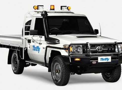 4WD Single Cab, Tray Ute (Hilux or similar), mine equipped.        